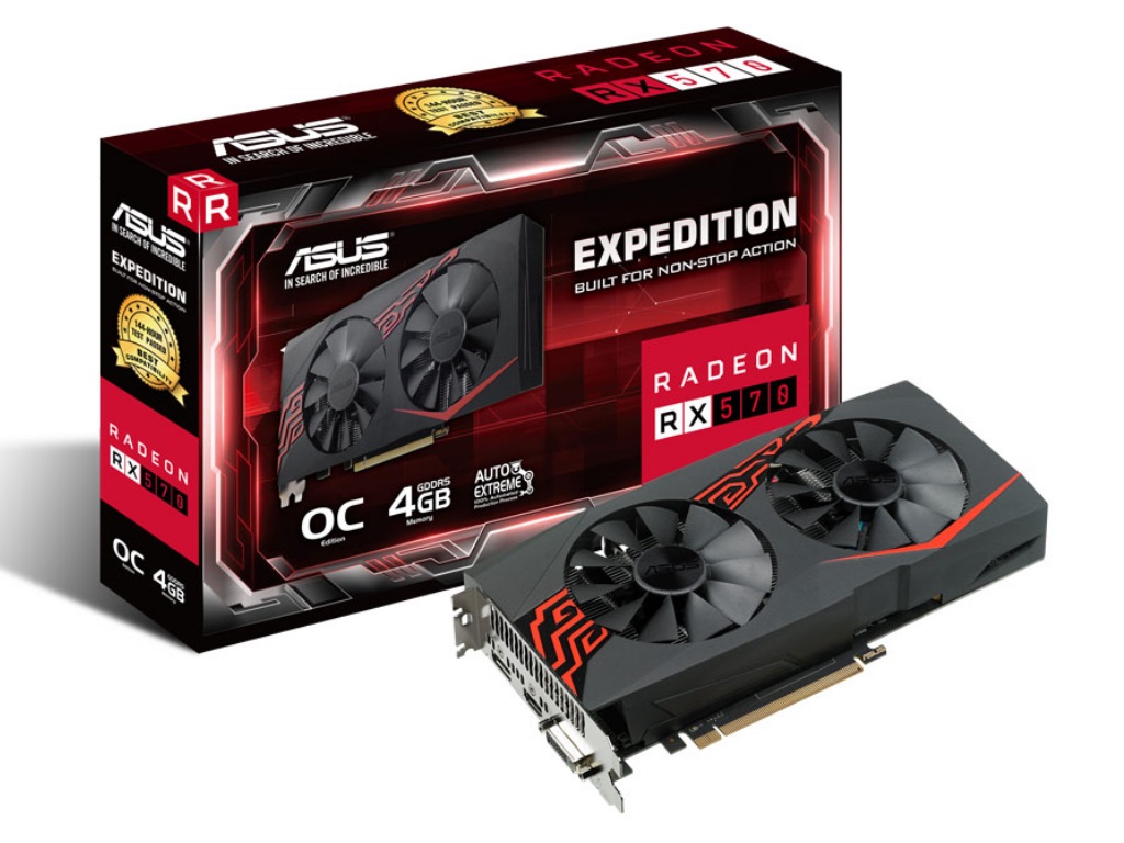 Asus PCI-E EX-RX570-O4G AMD Radeon RX 570 4096Mb 256bit GDDR5 из каталога  Видеокарты